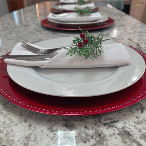 4 Pack | Red Charger Plate Set Christmas Holiday Table Decor - Picture 2 of 4